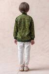 Shop_Thetaa_Green Modal Satin Ajrakh Bomber Jacket _at_Aza_Fashions