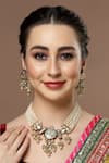 Shop_Dugran By Dugristyle_Purple Kundan Natural Stone Embellished Pendant Choker Set _at_Aza_Fashions