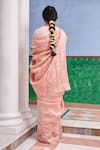 Shop_Dressfolk_Peach Silk Woven Stripe Dilkhush Pattern Saree  _at_Aza_Fashions