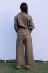 Shop_Kavya Singh Kundu_Beige Cotton Sequins Collared Plain Jacket Top With Pant _at_Aza_Fashions