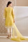 Shop_Bunka_Yellow Silk Organza Embellished Crochet Lace Salma Straight Set _at_Aza_Fashions