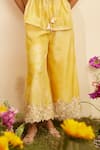 Shop Chandrima Yellow Chanderi Embroidery Floral Cut Work Hem Culottes at Aza Fashions Shop_Chandrima_Yellow Chanderi Embroidery Floral Cut Work Hem Culottes _at_Aza_Fashions