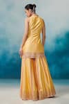 Shop_SUHINO_Yellow Silk, Organza Embroidery, Tassels Mandarin Floral Kurta Gharara Set _at_Aza_Fashions
