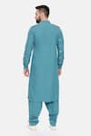 Shop_Mayank Modi - Men_Blue Malai Cotton Embroidered Thread Kurta And Pant Set_at_Aza_Fashions