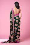 Shop_Siddhartha Bansal_Green Pure Crepe Embroidered Paisley Royal Print Saree With Blouse  _at_Aza_Fashions