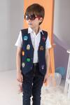 Shop_Hoity Moppet_Blue Denim Embroidered Thread Avengers Waistcoat _at_Aza_Fashions