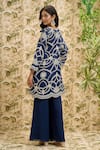 Shop_Aariyana Couture_Blue Kurta-organza And Pant- Viscose Georgette Jaal Work Kurta & Flared Set _at_Aza_Fashions