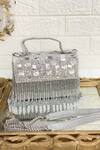 Shop_Kainiche By Mehak_Silver Embellished Handwork Clutch Bag _at_Aza_Fashions