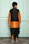 Shop_Aryavir Malhotra_Black Silk Blend Overlap Bundi And Contrast Kurta Set _at_Aza_Fashions