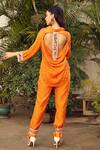 Shop_Twenty Nine_Orange Gabardine Mirrors, Embroidery Collared Bandhani Pattern Shirt _at_Aza_Fashions