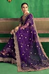 Shop_Jigar Mali_Purple Raw Silk And Organza Lining Shantoon Embroidery Border Saree With Blouse _at_Aza_Fashions