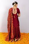 Shop_Shrutkirti_Wine Pure 70 Gms Chanderi Woven Geometric Round Lehenga Set _at_Aza_Fashions
