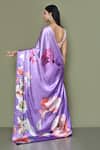 Shop_Naintara Bajaj_Purple Pure Satin Crepe Printed Floral Saree With Running Blouse For Women_at_Aza_Fashions