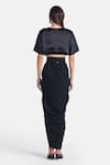 Shop_431-88 By Shweta Kapur_Black Silk Satin V-neck Ella Balloon Top _at_Aza_Fashions