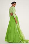 Shop Asaga Green Crepe, Chiffon Embroidery, Tassels Sweetheart Daisy Waistband Lehenga Set at Aza Fashions Shop_Asaga_Green Crepe, Chiffon Embroidery, Tassels Sweetheart Daisy Waistband Lehenga Set _at_Aza_Fashions