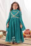 Shop Vivedkids Blue Chiffon Applique, Sequins Leheriya Stripe Pattern Anarkali With Dupatta at Aza Fashions Shop_Vivedkids_Blue Chiffon Applique, Sequins Leheriya Stripe Pattern Anarkali With Dupatta_at_Aza_Fashions