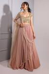 Shop_RIA SHAH LABEL_Multi Color Poly Georgette Printed Floral V Neck Lehenga Set _at_Aza_Fashions