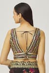 Shop_Nazaakat by Samara Singh_Black Silk Embroidered Thread Plunge V Neck Blouse_at_Aza_Fashions
