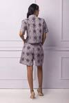 Shop_EK Katha_Purple Cotton Linen Printed Batik Shorts_at_Aza_Fashions