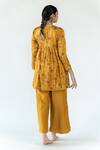 Shop_Nirjara_Yellow Kurta - Cotton Silk Printed Floral V Shagufta Short And Pant Set  _at_Aza_Fashions