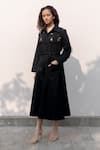 Shop_Kavya Singh Kundu_Black Cotton Collared Downing Coat Dress _at_Aza_Fashions