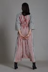 Shop_MATI_1_Off White 100% Cotton Striped T-shirt Collar Uno Pattern Jumpsuit _at_Aza_Fashions