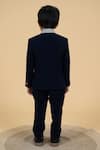 Shop_Little Boys Closet_Blue Polyester, Cotton Houndstooth Pattern Panelled Blazer Set _at_Aza_Fashions