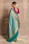 Priyanka Raajiv_Blue Banarasi Silk Woven Geometric Jaishree Saree  _Online_at_Aza_Fashions