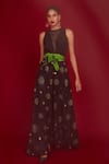 Shop_Nandita Thirani_Black Organza And Silk Blend Polyester Embroidery Wide Legged Jumpsuit  _at_Aza_Fashions