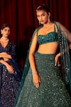 Shop_Mishru_Green Lehenga And Dupatta Soft Tulle Embroidery Gillian Bridal Set  _at_Aza_Fashions