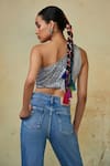 Shop_Style Junkiie_Silver Sequinned Embellished One Shoulder Crop Top  _at_Aza_Fashions