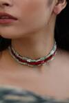 Shop_Do Taara_Red Stone Choker Necklace _at_Aza_Fashions