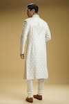 Shop Kommal Sood Off White Georgette, Cotton Embroidery Jaal Sherwani Set at Aza Fashions Shop_Kommal Sood_Off White Georgette, Cotton Embroidery Jaal Sherwani Set _at_Aza_Fashions