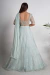 Shop_Merge Design_Blue Net, Organza, Chiffon Embroidery, Pearls, Sequins Sweetheart Lehenga Set _at_Aza_Fashions