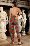 Shop_Sanam_Multi Color Silk Halter Neck Perla Draped Top And Trouser Set _at_Aza_Fashions