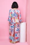 Shop_Rhe-Ana_Blue Rayon Printed Blooming Flower Round Knotted Top And Pant Co-ord Set  _at_Aza_Fashions