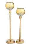 Shop_Amoliconcepts_Gold Glass And Aluminium Tealight Holders - Set Of 2_at_Aza_Fashions