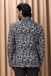Shop_Ankit V Kapoor_Blue Cotton, Silk Amaani Botanical Print Bandhgala Set _at_Aza_Fashions