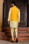 Shop_Nitika Gujral_Yellow Bundi Raw Silk Embroidery Resham And Patra Work Kurta Set _at_Aza_Fashions