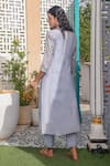Shop_Tatwa_Blue Handloom Cotton, Viscose, Silk Embroidery Chanderi Flower Kurta And Pant Set _at_Aza_Fashions