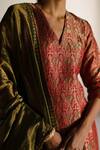 Shop_Mimamsaa_Red Agni Brocade Silk Kurta Sharara Set_at_Aza_Fashions