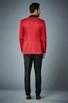 Shop_Gargee Designers_Red Jacket Embossed And Pant  Valiant Tuxedo Set _at_Aza_Fashions