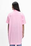 Shop_Terra Luna_Pink 100% Organic Handloom Cotton Spread Collar Patch Pocket Shirt Dress_at_Aza_Fashions