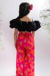 Shop_Lil Angels_Black Satin, Cotton Layered Top And Candy Print Pant Set _at_Aza_Fashions