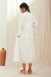 Shop_The Right Cut_White Cotton Square , Open Naia Long Jacket And Dress Set_at_Aza_Fashions
