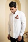 Shop_Hilo Design_White Cotton Satin Embroidered Cut Dana And Bead Work Redert Heart Shirt _at_Aza_Fashions