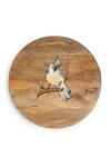 Shop_Amoliconcepts_Brown Mango Wood Painted Bird Pattern Lazy Susan_at_Aza_Fashions