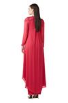 Shop Rohit Gandhi + Rahul Khanna Pink Silk, Georgette Embroidery Yoke Embellished Asymmetric Kurta And Pant Set at Aza Fashions Shop_Rohit Gandhi + Rahul Khanna_Pink Silk, Georgette Embroidery Yoke Embellished Asymmetric Kurta And Pant Set _at_Aza_Fashions