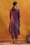 Shop_Rekha Agra_Purple Crinkled Cotton Silk Geometric Patterns V Neck Print Kurta And Pant Set _at_Aza_Fashions