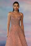 Shop_Rohit Gandhi + Rahul Khanna_Pink Tulle Sequins, Beads, Metallic Thread Sweetheart Mystic Rose Spatial Gown _at_Aza_Fashions